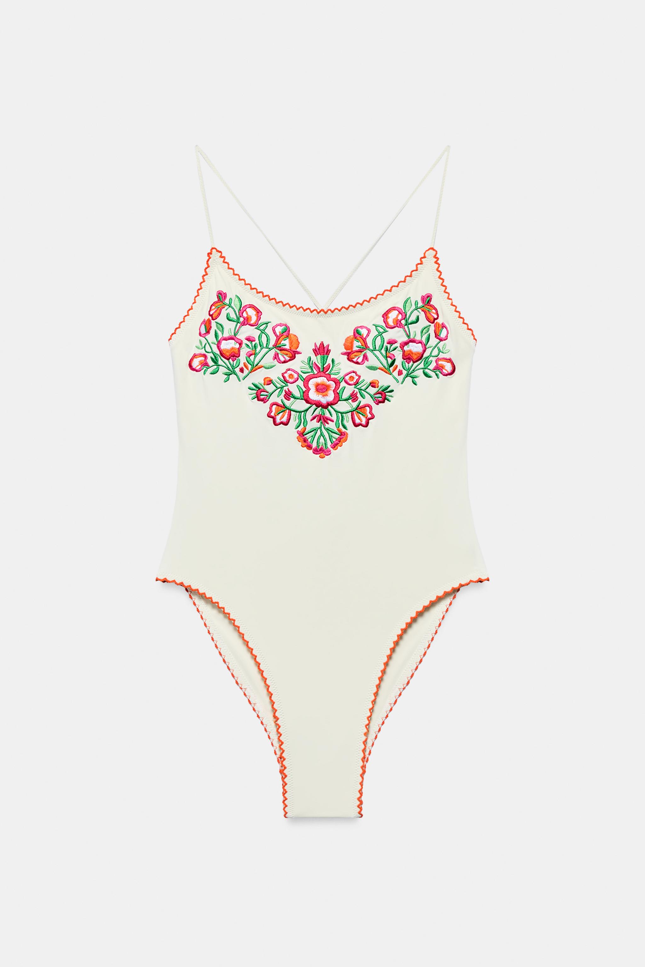 EMBROIDERED FLORAL SWIMSUIT